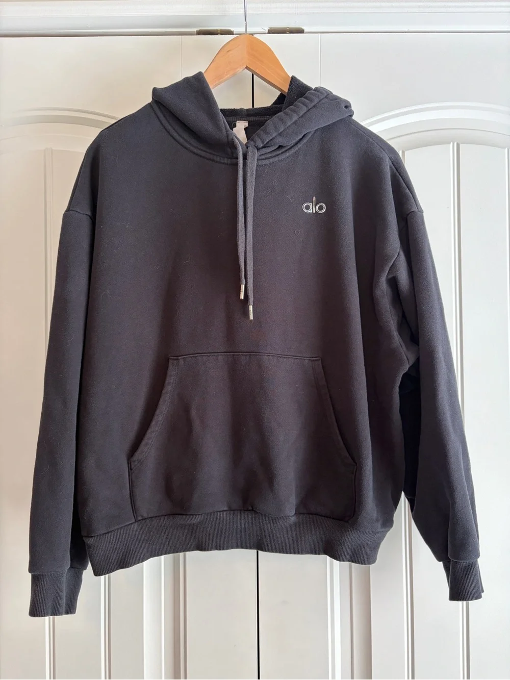 Alo Yoga Accolade Hoodie Sweatshirt Black Women’s Size M Oversized Pullover